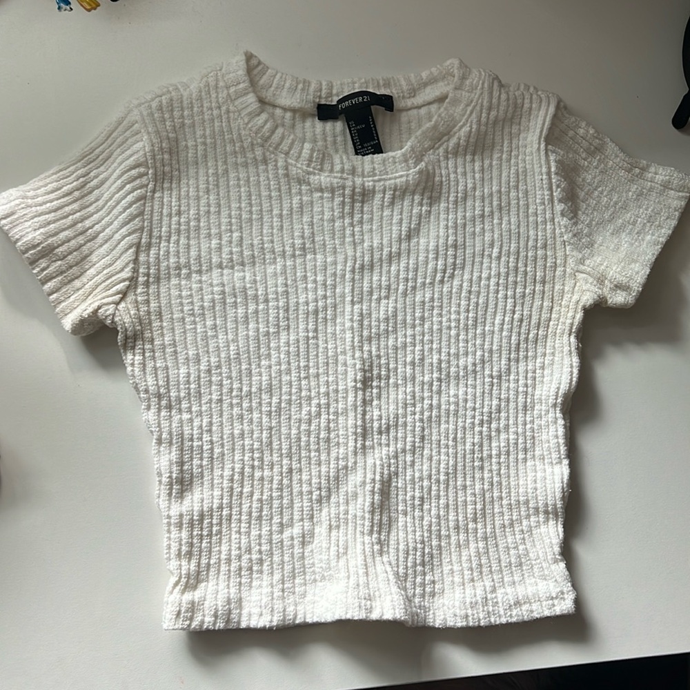 forever21 white ribbed baby tee